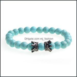 Hebras de cuentas Pulsera de doble corona Cuentas Rey Reina Encanto de lujo Pareja Joyería Regalo de Navidad Dama Hombres Entrega de gota Dhseller2010 Dhoad