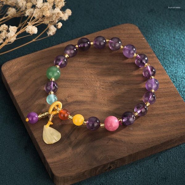 Brins de perles dubao bracelet bricolage perle corde à rose naturel cristal amethyst accessoires aquamarine