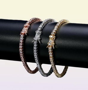 Brins de perles chaînes de tennis européennes et américaines marée Bracelet pour hommes 3mm Bracelet de tennis Bracelet6325165