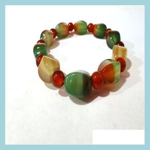 Kralen strengen fantasie pauw rood zwarte agaat gedraaide kralen armband mannen vrouwen edelsteen kralen sieraden drop levering armbanden dhhmu