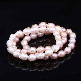 Brins de perles mode 100% perles naturelles Bracelet charmes corde élastique 9-10mm vraies perles bijoux classiques Bracelets Bracelet cadeaux 271q