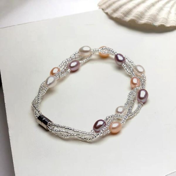 Hebras de cuentas pulsera de cadena de moda para niñas mujeres Mini perlas naturales de agua dulce regalo de joyería al por mayor Fawn22