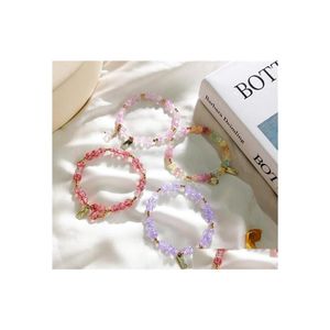 Hebras de cuentas Pulseras de cristal de moda para mujeres Letra inglesa hecha a mano Hoja de metal Borla Cuentas Pulsera Cadena Joyería de fiesta Dr Dhmhs