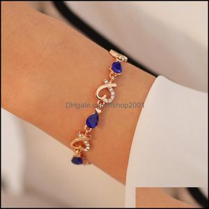 Kralen strengen mode prachtige liefde sieraden openwork lucht bloemen diamant dames bracelet hart valentines dag cadeau druppel ffshop2001 dhmov