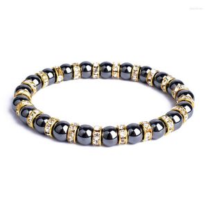 Brins de perles Mode Naturel Hématite Perles Bracelets Hommes Santé Protection Femmes Bijoux Charme Cristal Pierre Bracelets Extensibles Lars22