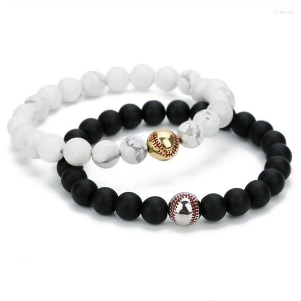 Bracelet en pierre volcanique de la mode en perles pour hommes et femmes Bâle de baseball Bijoux Gift Lars22