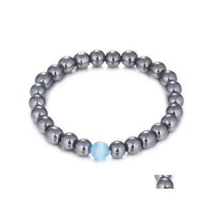 Bracelets de perles de pierre de mode de brins de perles Bijoux concis avec turquoise blanche / oeil de tigre / perles lisses de Sier 8 mm pour hommes femmes Drop Ot8Oq