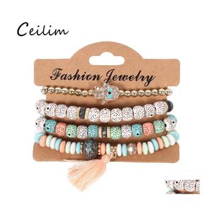 Perlé Brins De Mode Vintage Ethnique Mtilayer Grosses Perles Bracelets Boho Déclaration Fleur Bracelets Pour Femmes Bijoux Cadeau En Gros D Otjqu