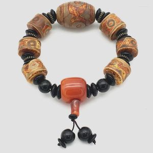 Kralen strengen modieuze jokercir 16 mm cilindrische natuurlijke bruine stenen kralenarmband 1 stcs bungee koord mannen en vrouwen trum22