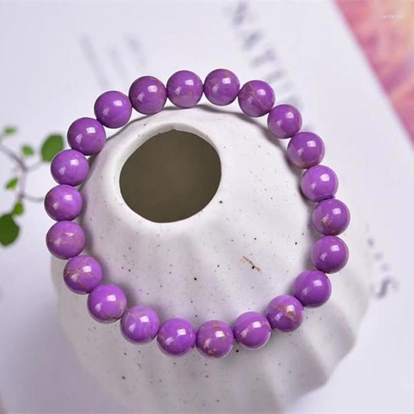 Brins de Perles Véritable Quartz Lépidolite Naturel Cristal Violet 9mm Pierre Précieuse Perle Charme Bracelets Extensibles Femmes Énergie De Guérison Jewelrry Kent