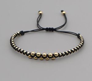 Brins de perles Go2Boho Bracelets d'amitié Bracelet tressé pour hommes bijoux femmes mode chaîne noire perles dorées Bracelets Han7068164