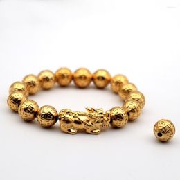 Kralen strengen goud vergulde zandgeldpatroon kralen pixiu armband mannen vrouwen charme sieraden accessoires Vietnam mode fengshui amulet hand