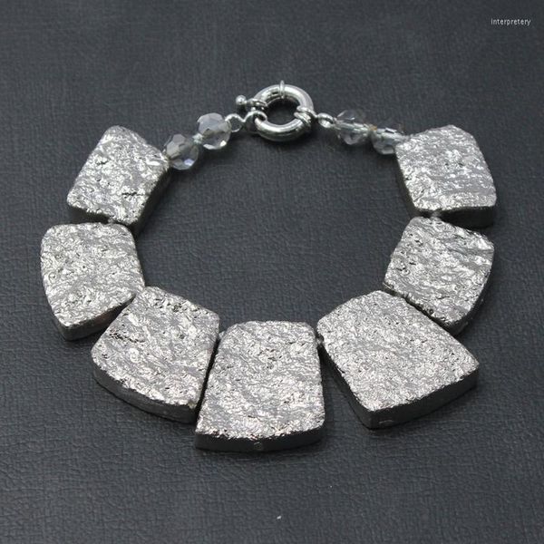 Hebras de cuentas GuaiGuai joyería titanio plata Color cuarzo Druzy Nugget Wrap pulsera de cristal hecha a mano para mujeres Inte22