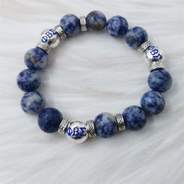 Hebras de cuentas hechas a mano de alta calidad Phi Beta Sigma fraternidad cuentas de piedra elásticas accesorios para hombres pulsera brazaletes joyería Acce307V