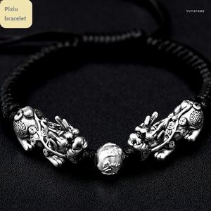 Brins de perles fait à la main bonne chance homme Bracelet Fengshui Pixiu 3D 999 argent richesse cadeau Trum22