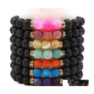 Kralen strengen handgemaakte lava rock kralen ketting armbanden dames essentiële oliediffuser natuursteenbunge voor mannen s -diy ambachten ar ot9nl