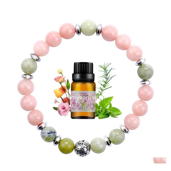 Perles Brins Guérison Nce Cristal Pierre Précieuse Bracelet Perlé Bonne Chance Bijoux Pierre De Lave Volcanique Yoga Huile Essentielle Diffuseur Perle Otgib