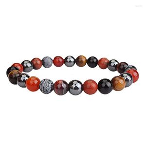 Kralen strengen gezondheidsbescherming mannen armband geel tijger oog hematiet rode Jaspers carneliaanse obsidiaan sneeuwvlok armbanden voor vrouwen juwel