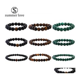 Brins de perles de haute qualité Black Tiger Eye Bouddha Bracelets Perles de Malachite Naturelles Priez Richesse Chanceux Style Classique Bijoux Pour Dhy7V