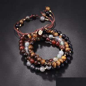 Kralen strengen imitatie natuursteen armband weven kunstmatige tijger oog hand string blauwe zandsteen armbanden handwerk mti kleur 5 dhav3