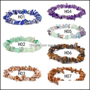 Perles, brins Irregar Cristaux naturels Chakras Bracelet en pierre Perles Chips Bijoux Bracelets Jaune Clair Aquamarines Drop Livraison 2021 L4