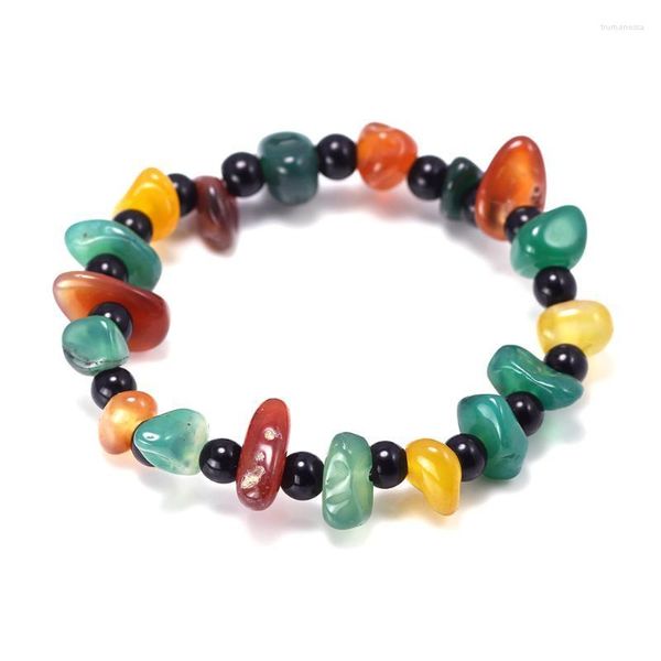 Brins de perles Bracelet en pierre naturelle irrégulière fait à la main polonais perles colorées élastiques corde pour femmes filles cadeau bijoux en cristal Trum22