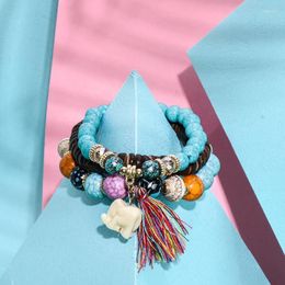 Brins de perles bijoux perles femmes hommes cristal bracelets porte-bonheur multicouche bracelets couleur bonbon mode gros lots en vrac goutte Fawn22
