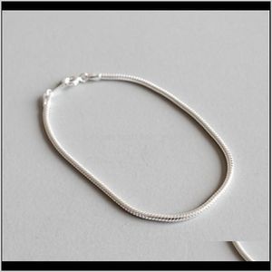 Kralen strengen sieraden100percent 925 sterling sier armbanden bangle 2 mm slangenarmband voor vrouwen pulseira feminina 16 cm ketting drop levering