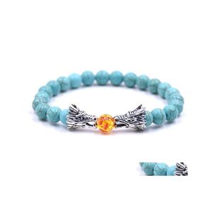 Kralen strengen lava rock dubbele draak play parel single energy stone armband mannen en vrouwen genezen aura drop levering sieraden bracele dhocs