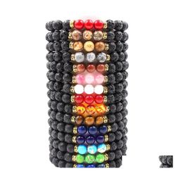 Kralen strengen lava rotssteen kralen armband chakra charme natuurlijke essentiële oliediffuserketen voor vrouwen mannen mode ambachten juwelen ott0c