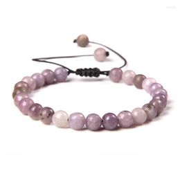 Kralen strengen lila armbanden vrouwen handgemaakte zwarte touw verstelbare sieraden 6 mm paarse minerale steen kralen bangle gebed mala balans yoga