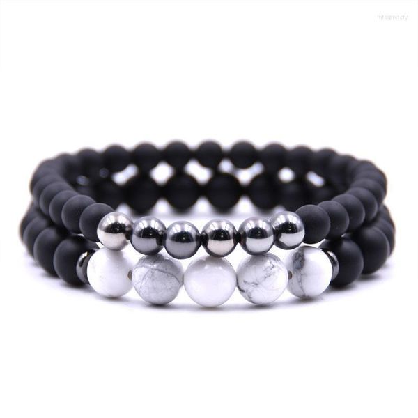Brins de perles aimant hématite perles Bracelet pierre mode perle mate conception naturelle à la main blanc noir bracelets brin Bracelets Inte22