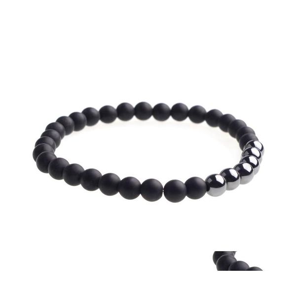 Bracelet magnétique à brins de perles Agate noire Homme et femme Soulagement de l'anxiété sexuelle Aura Cure Mode Pop Drop Livraison Bijoux Brace Dhfve