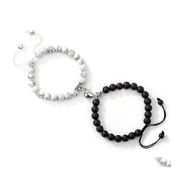 Kralen strengen magnetische afstand attractie hart armbanden paar kralen armband tijger oogsteen kralen vriendschap sieraden cadeau 2pc otogr