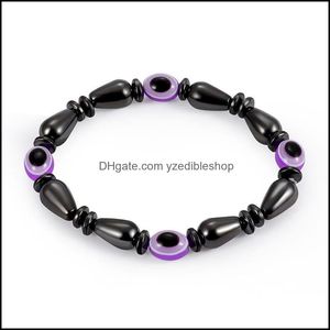 Brins de perles énergie magnétique mauvais œil couple bracelet pour hommes femmes puissance saine pierre biliaire noire chaînes de perles bracelet bijoux Dr Otei8