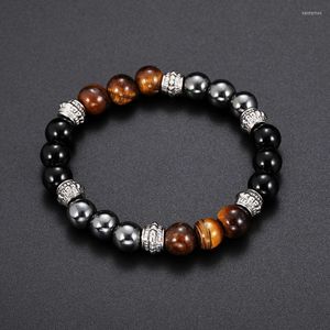 Hebras de cuentas Pulsera magnética de ojo de tigre T para amantes Pulsera de piedra de hematita Imán para el cuidado de la salud Hombres Mujeres Ayuda a perder peso Joyería Kent22