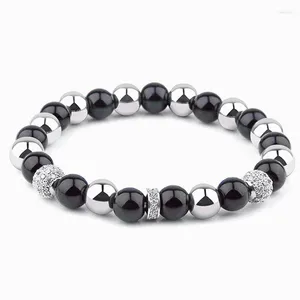 Hilos de cuentas Men Bracelets 8 mm Onyx Beads Bangle Joyería hecha a mano Hematita Hematita Mujeres Cz Charm Craft Fawn22