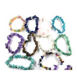 Brins perlés Mticolor Perles Brisées Bracelets De Perles Naturelles Pour Femmes Guérison Cristal Quartz Pierre Élasticité Bracelet Hommes Fa Dhi8U