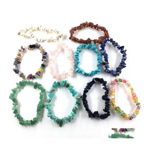 Brins de perles Mticolor Brisé Pierre Naturelle Bracelets De Perles Pour Femmes Guérison Cristal Quartz Élasticité Bracelet Hommes Mode Je Otpnl