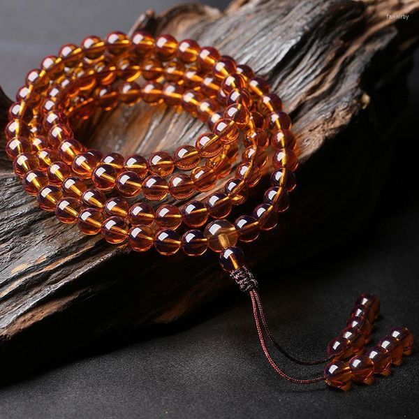 Hebras de cuentas Pulsera de cera de abejas ámbar de Myanmar 108 Cadena de suéter multicírculo Cuentas para hombres y mujeres Pulseras de regalo de un solo círculo para Fawn22