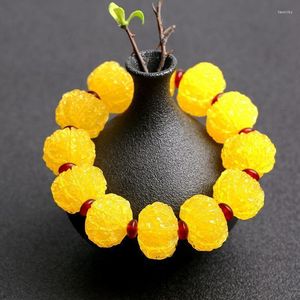 Hebras de cuentas Pulseras de cera de abejas naturales Cabeza de Buda tallada Aceite de pollo Amarillo Miel vieja Fortuna Hombres y mujeres Ámbar Pulsera de un solo anillo Fa