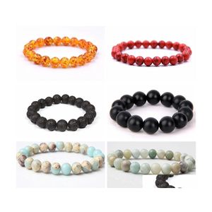 Brins de perles Bracelet de perles de pierres précieuses naturelles 4 mm / 6 mm / 8 mm / 10 mm / 12 mm / 16 mm Chakra extensible Guérison Cristal Quartz Bijoux Femmes Hommes G Dhmfd