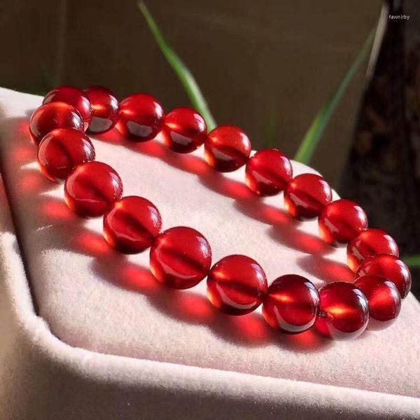 Bracelets de pierres précieuses grenat rouge Orange naturel brins de perles pour femmes hommes 9mm Bracelet de perles rondes en cristal extensible Fawn22