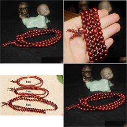 Brins de perles Bracelets de perles en palissandre Siam Natural 6-12 mm 108 Stand de prière bouddhiste mala ou collier en bois rouge uni drop déliv dhvho