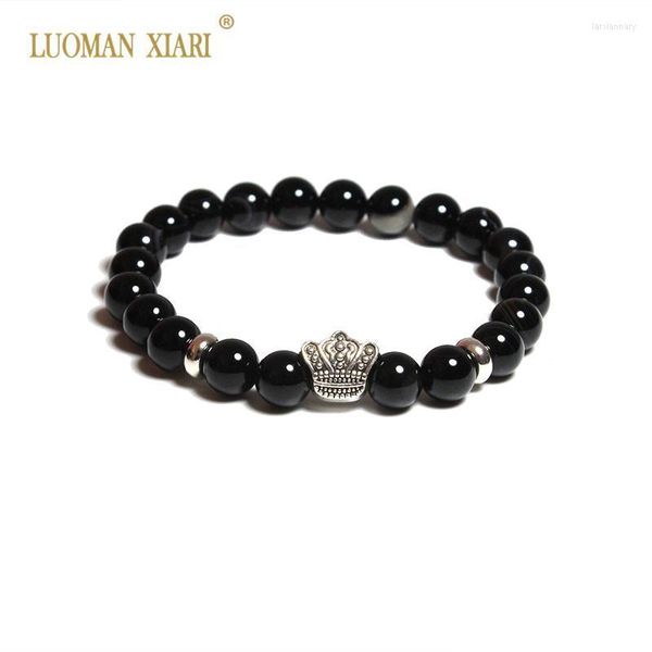 Hebras de cuentas Cuentas de piedra natural Corona Pulsera Mujeres Hombres Damas y caballeros Ágatas Pulseras elásticas Brazaletes GiftBeaded Lars22