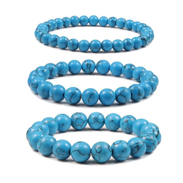 Perles Strands Pierre Naturelle Bracelet Charme Bleu Vert Perles Bouddha Prière Strand Bracelets Bracelets Mode Stretch Bijoux Cadeaux 6/8 / 10mmBe