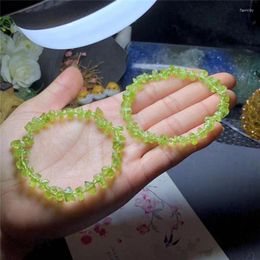 Hebras de cuentas Pulsera de piedra natural Olivino Pequeñas cuentas de grava Cristal verde Brazaletes de moda DIY para niñas Joyería para damas Fawn22