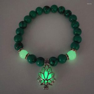 Brins de perles Bracelet en pierre naturelle Yoga Guérison Luminous Glow In The Dark Lotus Charm Perles Pour Hommes Femmes Prière Bouddhisme Fawn22