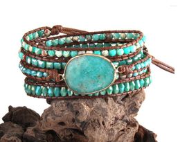 Brins de perles de pierre naturelle goutte à eau à main tissé multi-couches bracelet enroulé des cordes bijoux bijoux vintage style fawn22