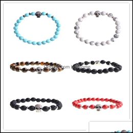 Kralen strengen natuurlijke zirkoonarmband voor mannen en vrouwen mode persoonlijkheid 8 mm witte dennen rode tijger oog vulkanische st dhseller2010 dh9zb